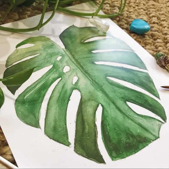 ⭐️ SALE Monstera watercolor green print 8x10 - Picture 2 of 3